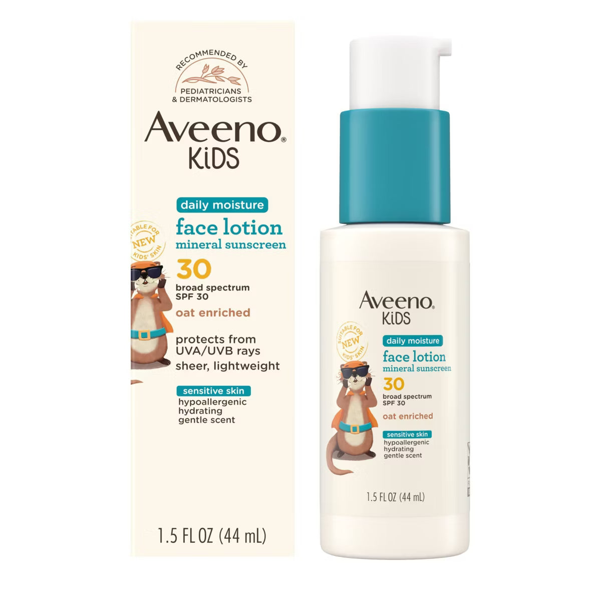 Aveeno Kids' Daily Moisture Face Lotion and Mineral Sunscreen with SPF 30 for Sensitive Skin - Hypoallergenic